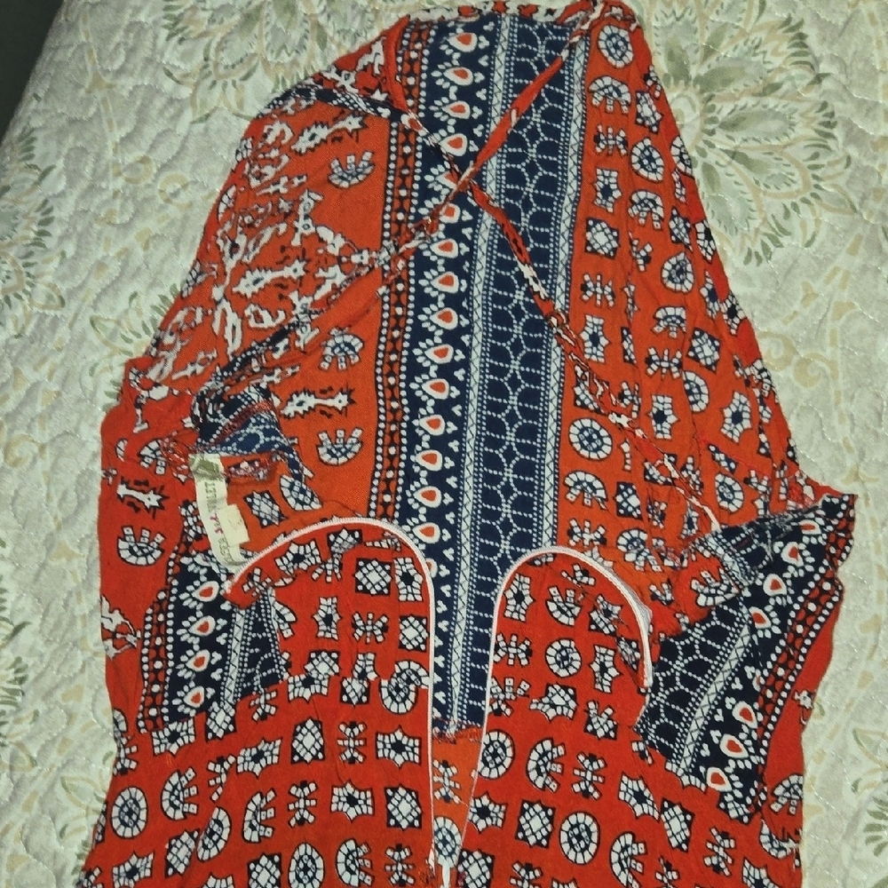 Chelsea & Violet SP Bright Mini Summer Adj X Back Halter Dress Fun Summer Boho - Picture 9 of 10